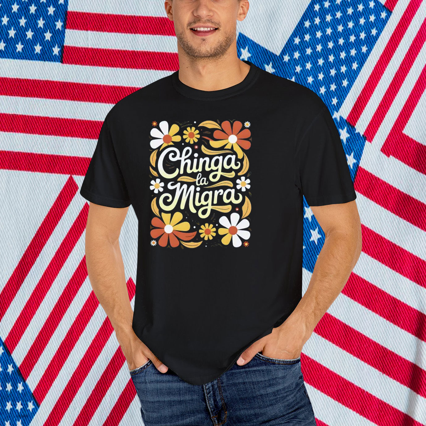 Chinga La Migra T-Shirt Flower