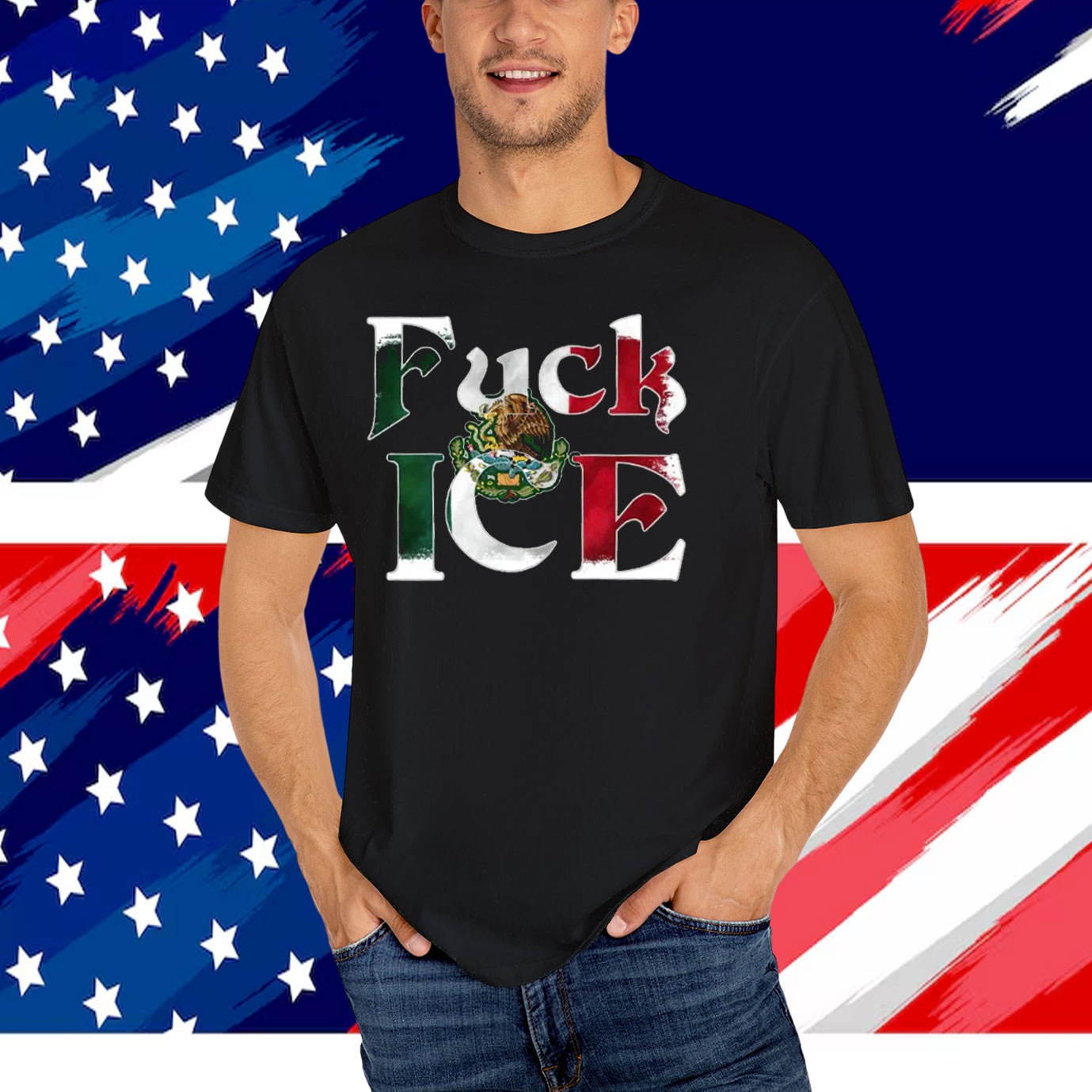 Fuck ICE Mexico Flag T-Shirt
