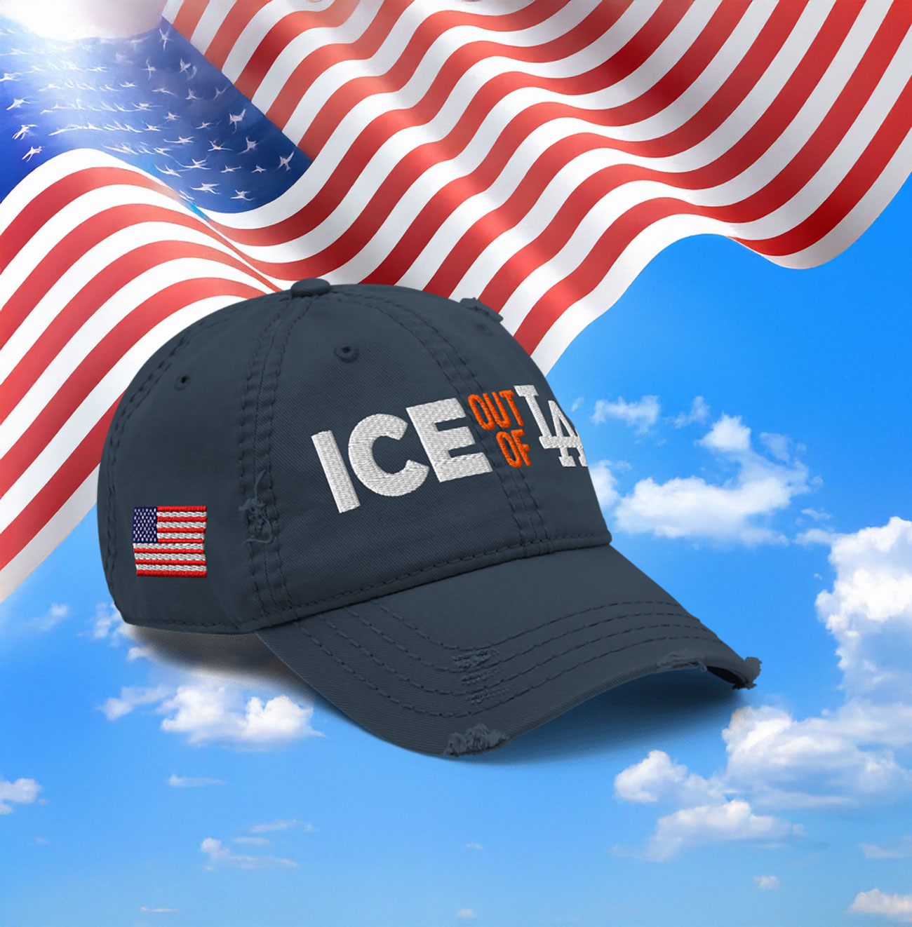 ICE Out of LA Distressed Hat