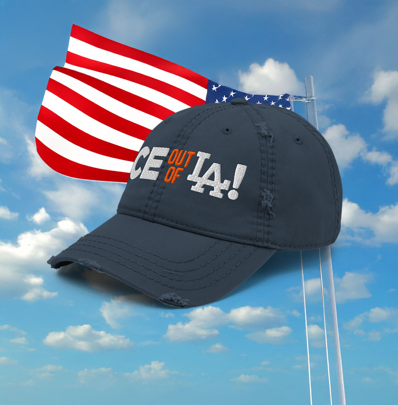 ICE Out of LA Distressed Hat