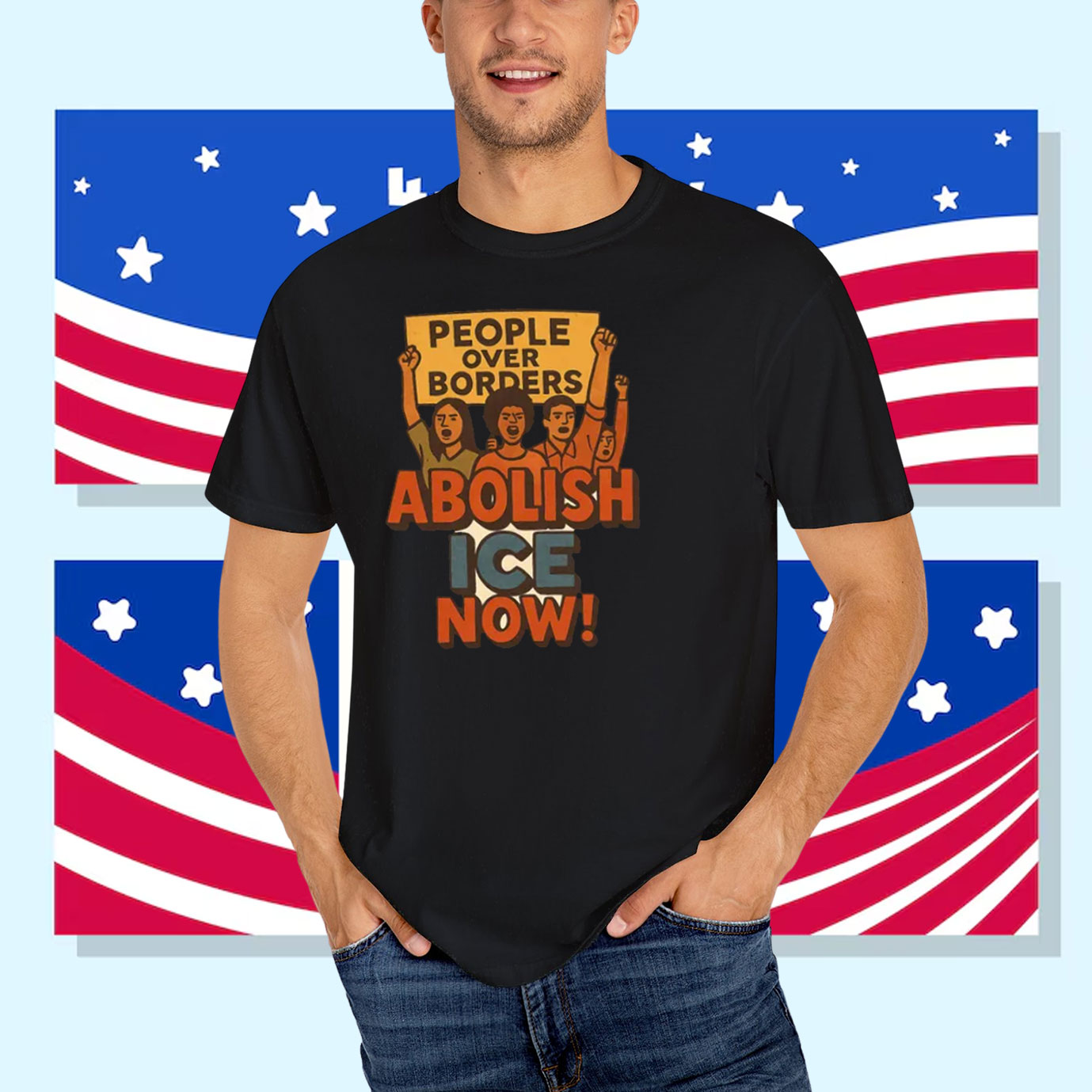 People Over Borders Abolish ICE Now! T-Shirt